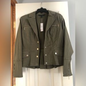 Snap front peplum jacket